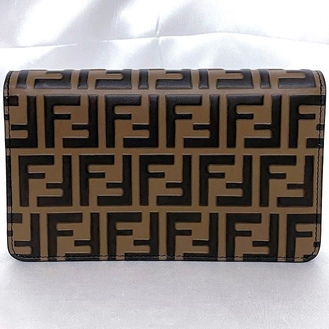 Fendi 2way Chain Shoulder Bag Brown FF Diamond