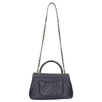 Chanel Coco Handle 29 Chevron Caviar Skin Chain Shoulder Bag Women 29