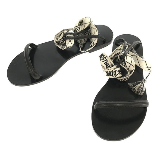 Christian DIOR | J'adior Ankle Ribbon Flat Sandals | 38 | Black | Women's