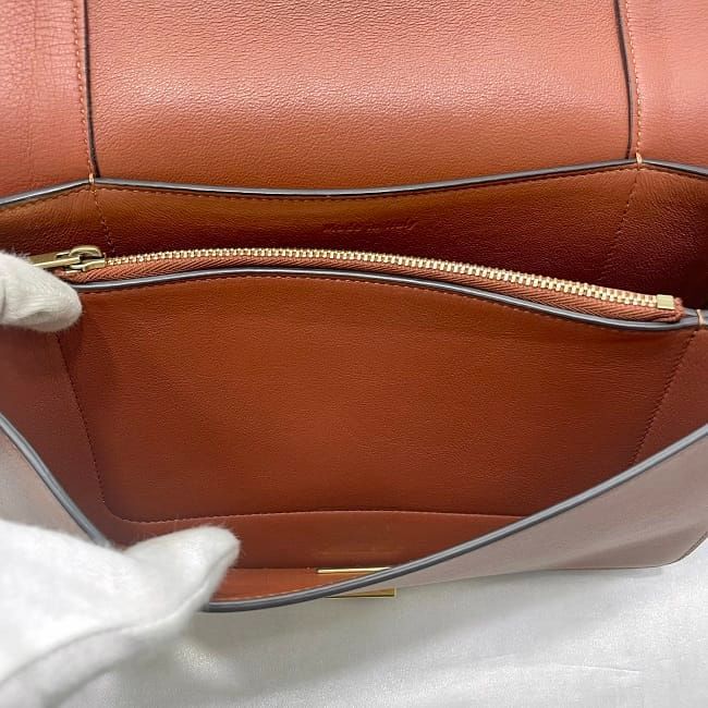 Celine Frame Shoulder Bag Brown Light Blue Excellent Condition Leather