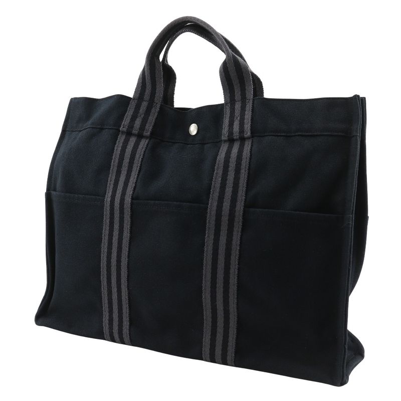 Hermes Fourre Tout MM Tote Bag Cotton Black Unisex Handbag