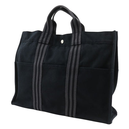 Hermes Fourre Tout MM Tote Bag Cotton Black Unisex Handbag