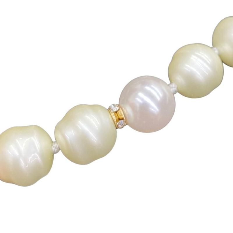 Chanel Long Necklace Coco Mark Pearl Rhinestone Gold Chanel