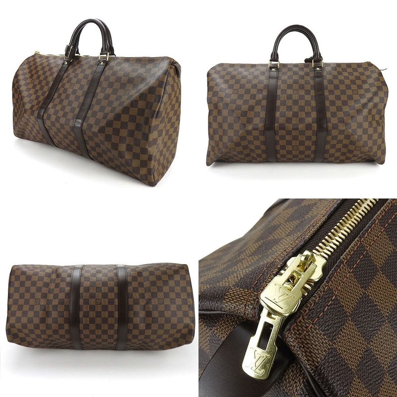 Louis Vuitton Boston Bag Keepall 50 N41427 Damier Travel Bag Unisex Men Ladies