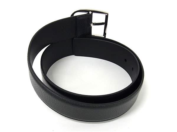 Gucci 449716 Leather Silver Hardware Belt Size 85.34 Men's Black