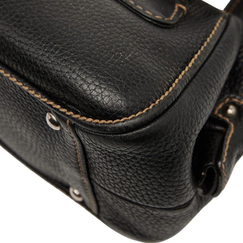 Chanel Logo Fringe Mini Boston Bag Handbag Black Caviar Skin Ladies Chanel