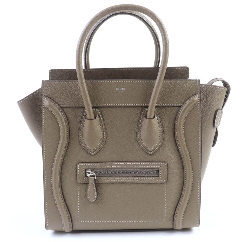 Celine 18979 Luggage Micro Shopper Drummed Calfskin Handbag With Sri Glaze