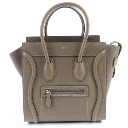 Celine 18979 Luggage Micro Shopper Drummed Calfskin Handbag With Sri Glaze