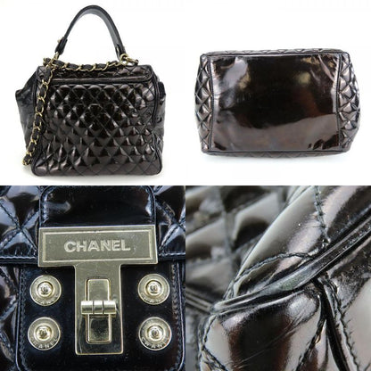 Chanel Handbag Enamel Black Gold Hardware 12th 2way Shoulder Ladies Women Chanel