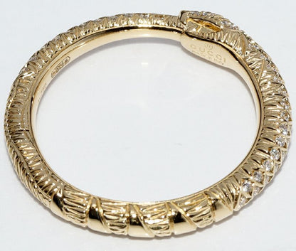 Gucci 18K Yellow Gold Pave Diamond Ouroboros Ring Width 25mm (010in) 372293