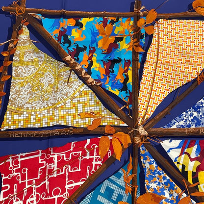 Hermes Carre 90 Chic Robinson LE Robinson CHIC Scarf Silk Blue