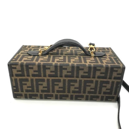 Fendi Zucca Trunk Vanity 2-Way Hand Bag Brown