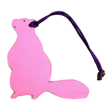 Hermes Petite Ash Beaver Epson/togo Bagcharm Pink/orange With Boxwomen's Large