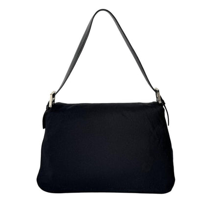 FENDI Mamma Zucca Bucket Baguette Shoulder Flap Bag Black Purse Tote