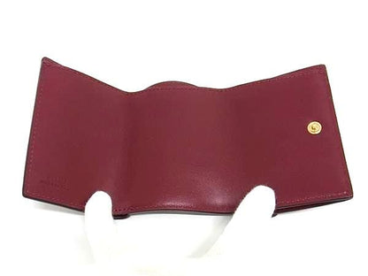 Bordeaux Fi3094 Fendi Leather Trifold Wallet Coin Purse Billfold Women's