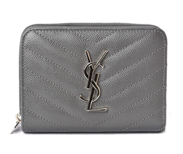 Unused Saint Laurent Mini Wallet Fold Wallet 403723 Asphalt