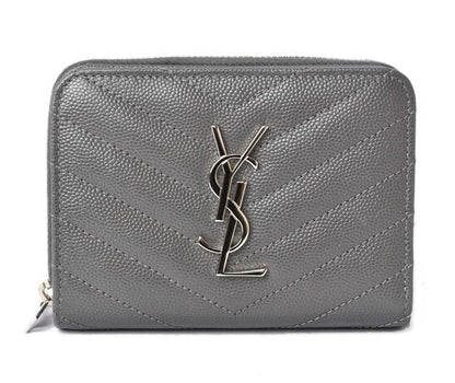 Unused Saint Laurent Mini Wallet Fold Wallet 403723 Asphalt