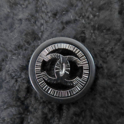 CHANEL P46625v28631 Wool Tweed Coat With Coco Mark Buttons Black 34 Made In