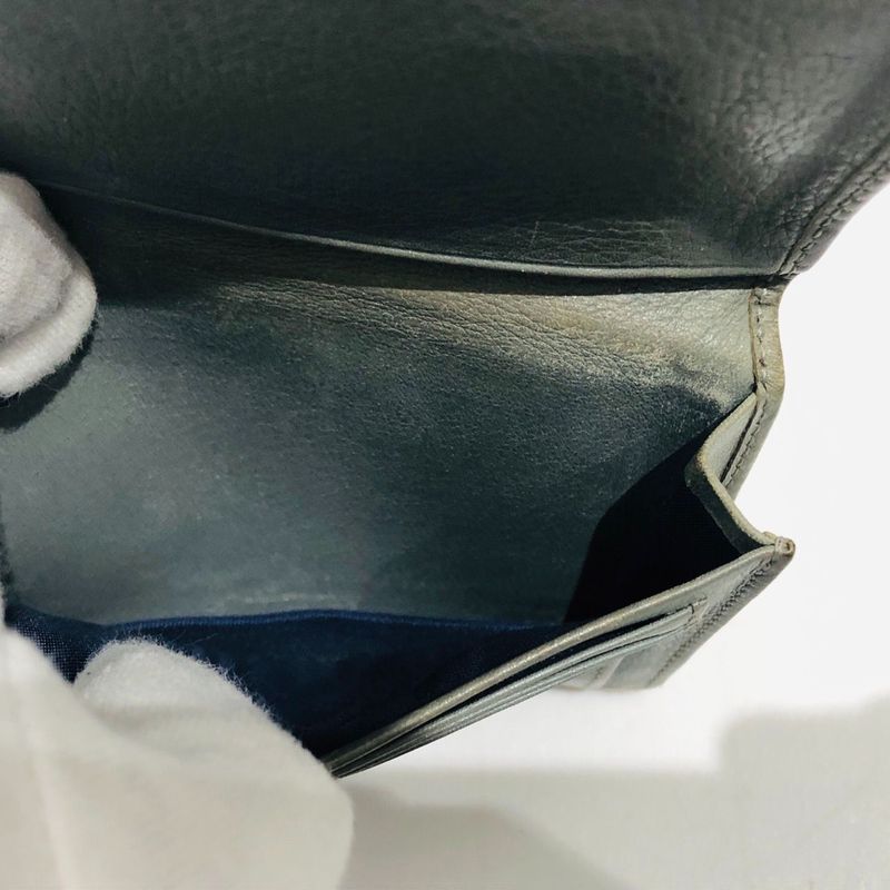 Bvlgari Bvlgari Business Card Holder Olive Leather Men's Preowned 005667