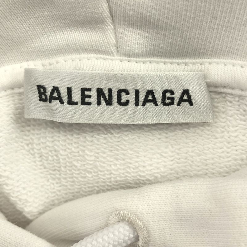 Balenciaga | Over Silhouette Back Logo Sweatshirt Hoodie | S | White | Men's