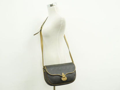 Authentic Christian DIOR Honeycomb Pattern Shoulder Bag Pochette PVC Black