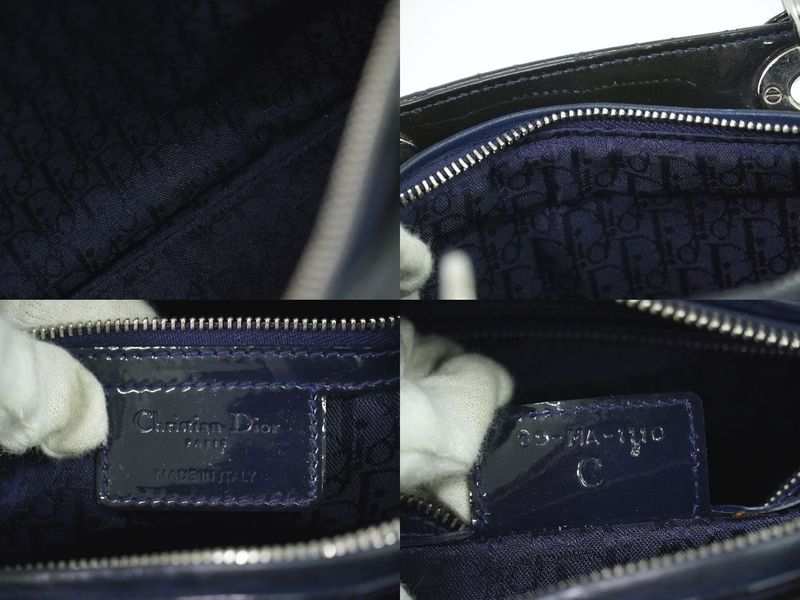 Authentic Christian DIOR Lady Dior Cannage 2WAY Shoulder Bag Handbag Patent