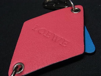 Loewe Leather Tassel Key Ring Key Holder Bag Charm Women's Pink And Blue