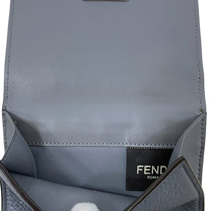 Fendi Fold Wallet Gray Peekaboo 8m0438 Excellent Condition Leather