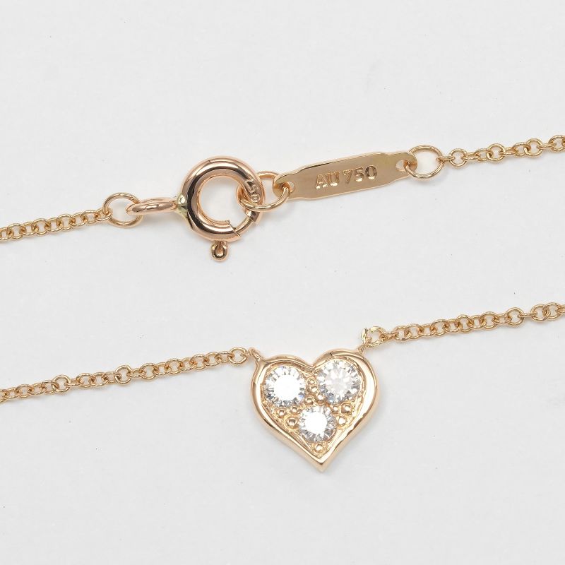 Tiffany & Co Sentimental Heart 18K Pink Gold And Diamonds Ladies 2.17g Necklace