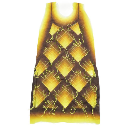 Unused Louis Vuitton Tulle Sleeveless Dress Tunic Short Length Check 36 Yellow