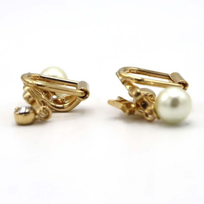 Christian DIOR Earring Dio Revolution Rhinestone Faux Pearl Approx 3g Accessory