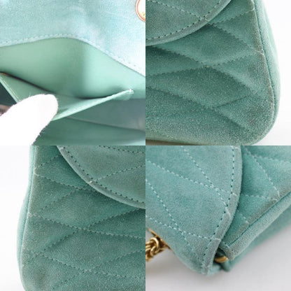 Chanel Chain Handbag Coco Mark Vintage Suede Green Ladies Handbag