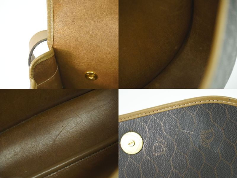 Authentic Christian DIOR Honeycomb Pattern Shoulder Bag Pochette PVC Black