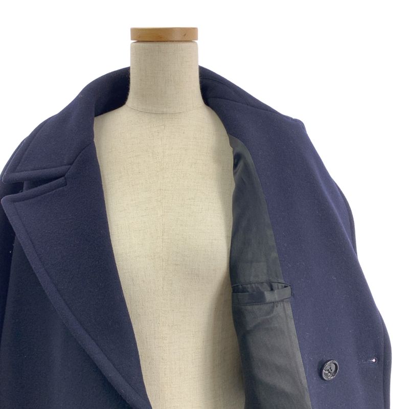 Celine - Wool Gold Button Double Overcoat Fully Lined - 40 - Dark Navy - Women's