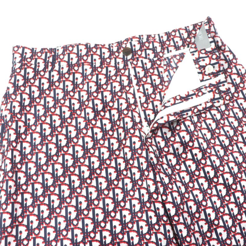  DIOR Homme 20SS 013c121a4751 Silk Obscure Pixel Bermuda Shorts White Navy Red