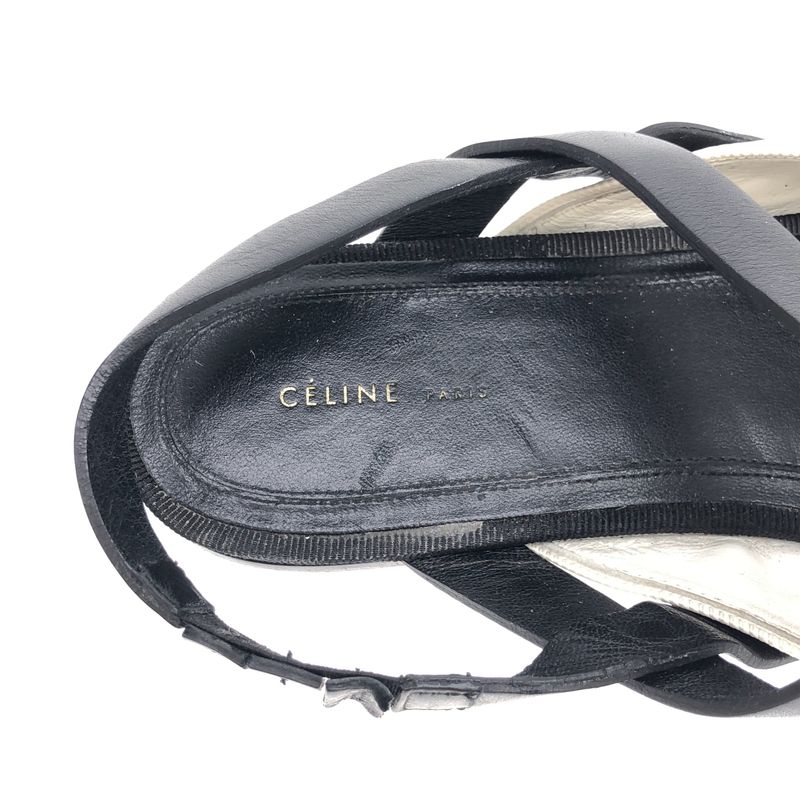 Celine Phoebe Period Leather Flat Mule Sandals White 36.5