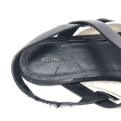 Celine Phoebe Period Leather Flat Mule Sandals White 36.5