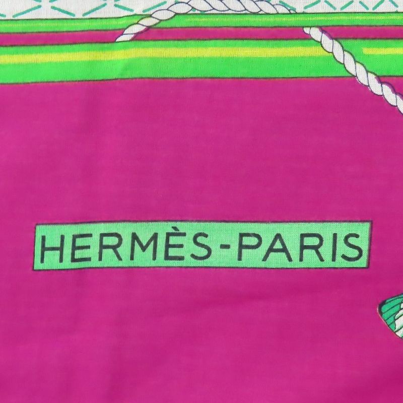 Hermes Shawl Pareo Cotton Purple White Green Butterfly Large Scarf Women Hermes