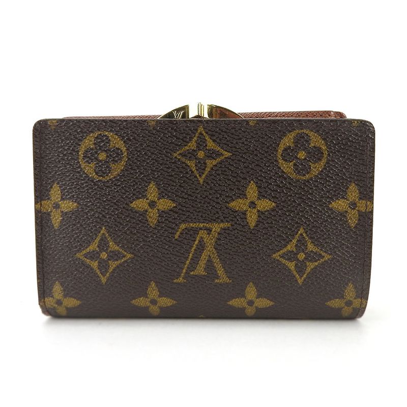 Louis Vuitton Bifold Wallet Portefeuille Viennois M61674 Monogram Brown Gold