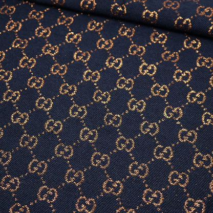 Gucci Scarf 479763 Metallic GG Navy Wool