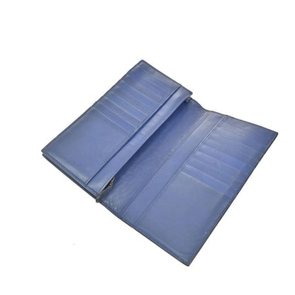 Bottega Veneta Long Wallet Intrecciato Fold Wallet Blue Leather 39kb006