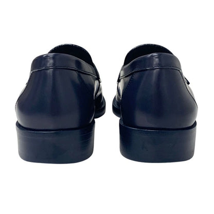 Chanel Loafer Leather Shoes Leather Navy White Gold Here Mark