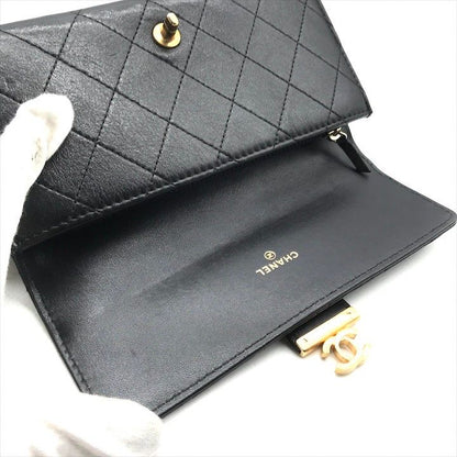 Chanel Quilted CC Logo Turnlock Wallet Black