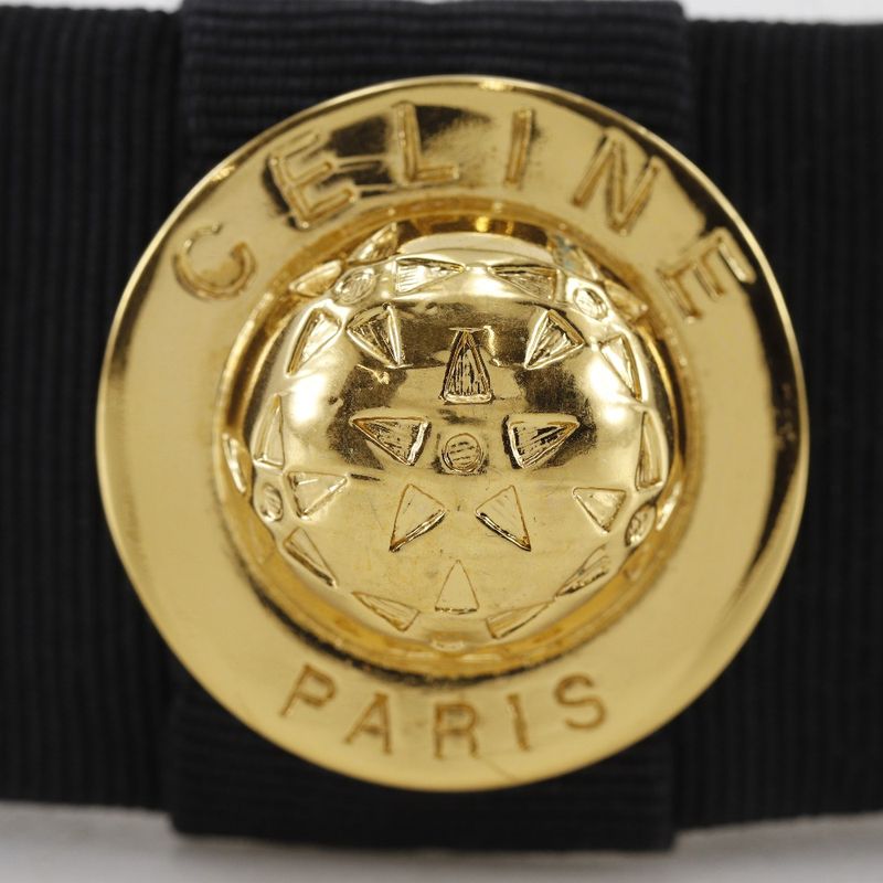 Celine Old Celine Star Vintage Cotton And Gold Plated Black Ladies Barrette