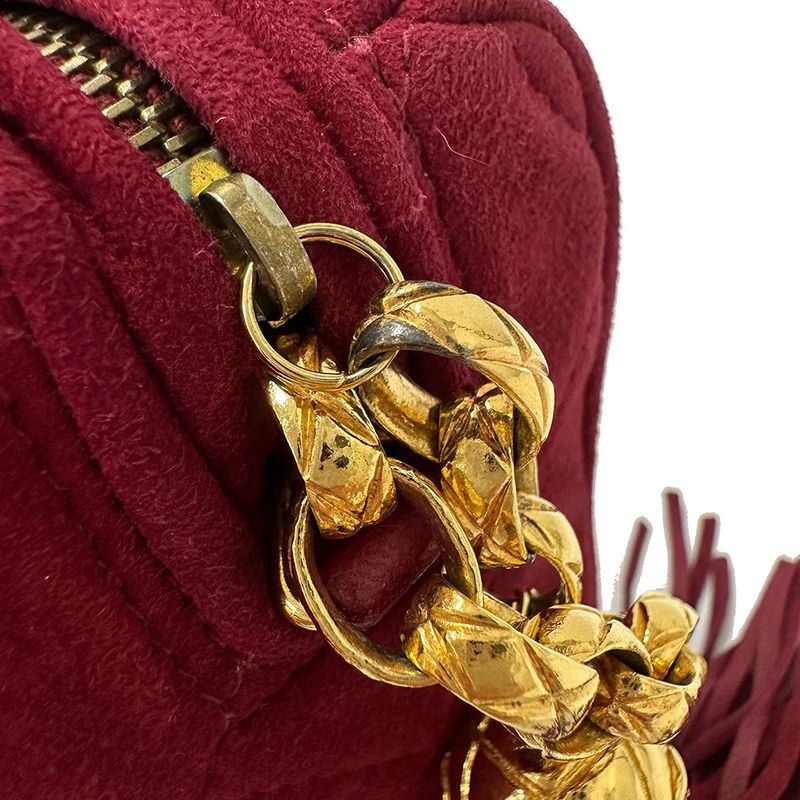 Chanel Bag Women's Brand Shoulder Bag Suede Matelasse Bordeaux Gold Hardware