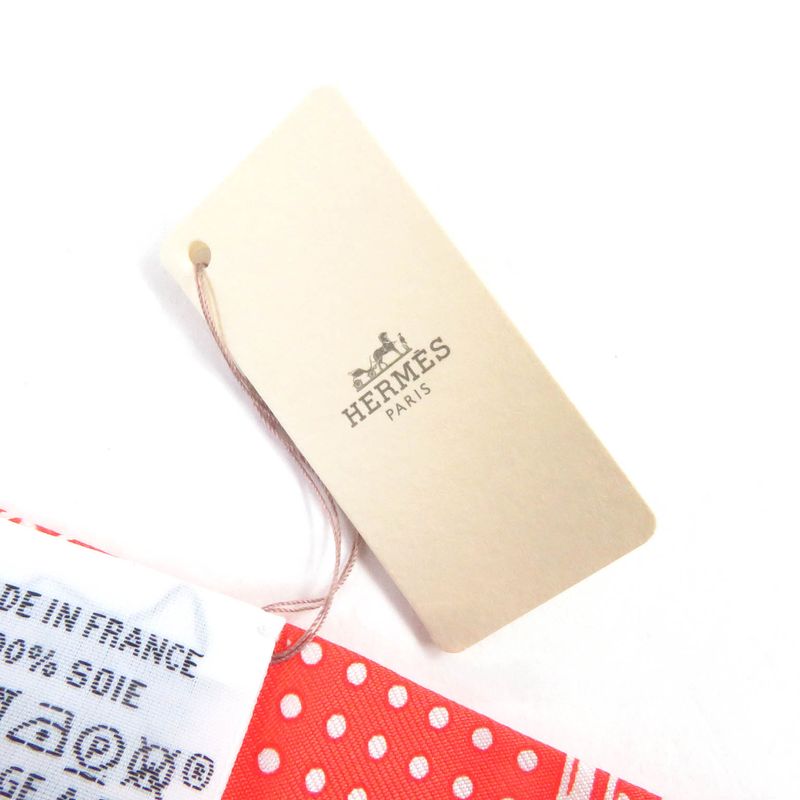 Hermes H062978s Twilly 100% Silk Apron D'or Bandana Scarf Vermilion/gri Pe Lou