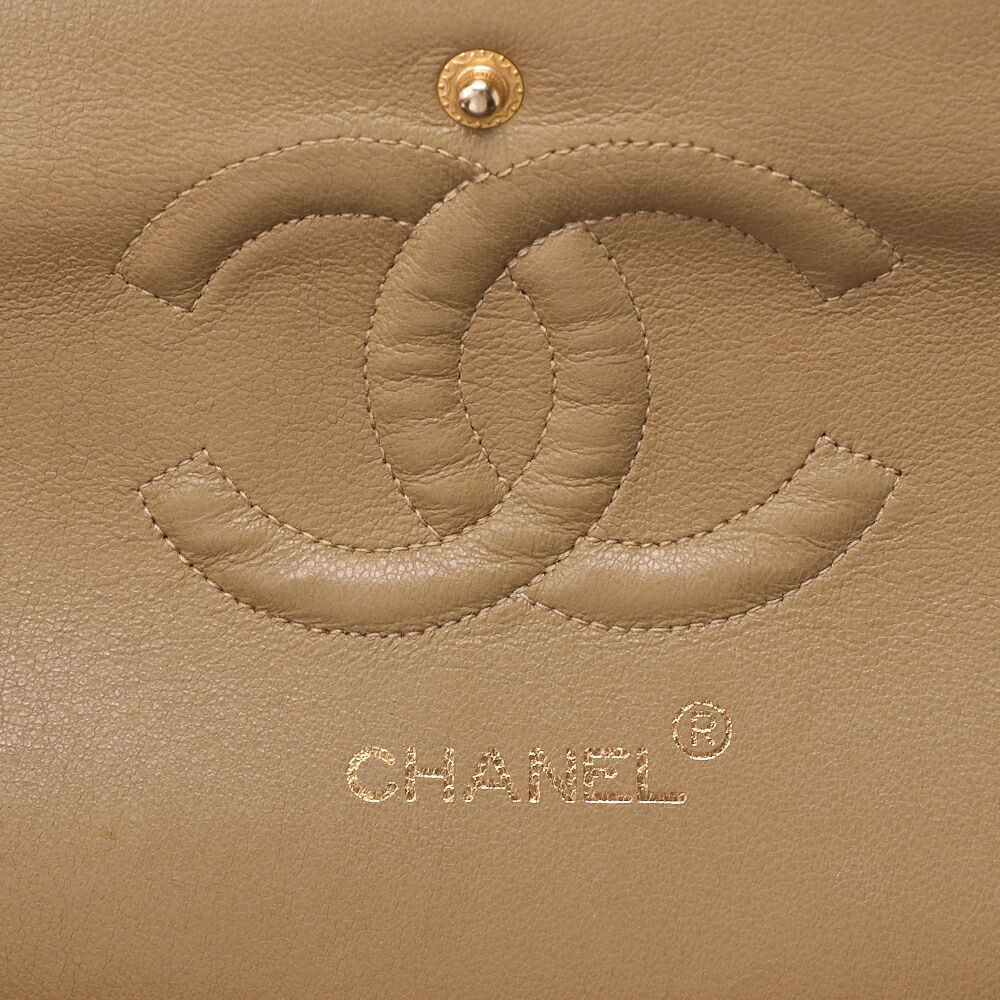 Chanel Chain Shoulder Bag Matelasse 25cm (984in) Double Flap Lambskin Beige