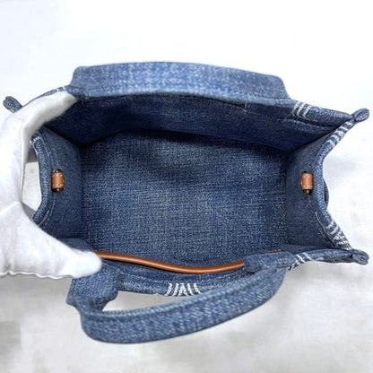 Celine 2way Bag Cabas Tice Blue Brown Triomphe