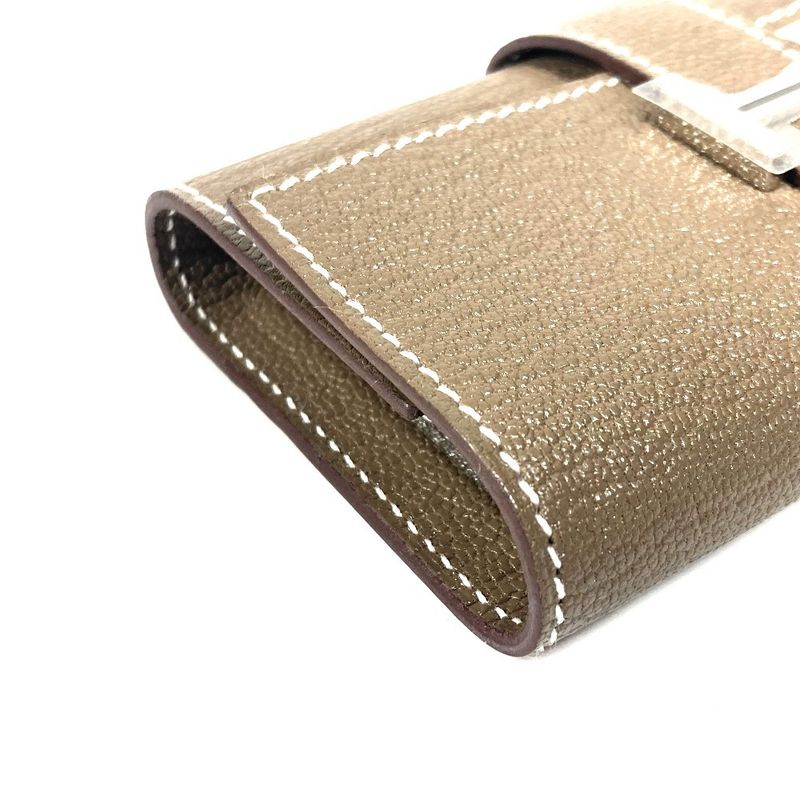 Hermes Key Case Bearn 4P 4-strand Chevre Etoupes Grayish