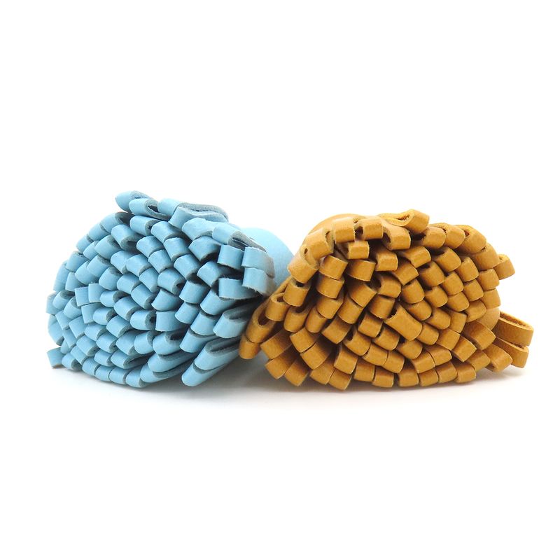 Hermes Key Ring Carmen Unodos Lamb Skin Celeste and Natural Sable Silver